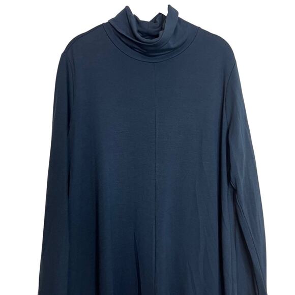 Pure Jill Womens Maxi Dress Petite L Navy French Terry Turtleneck Long Sleeve - Picture 2 of 7